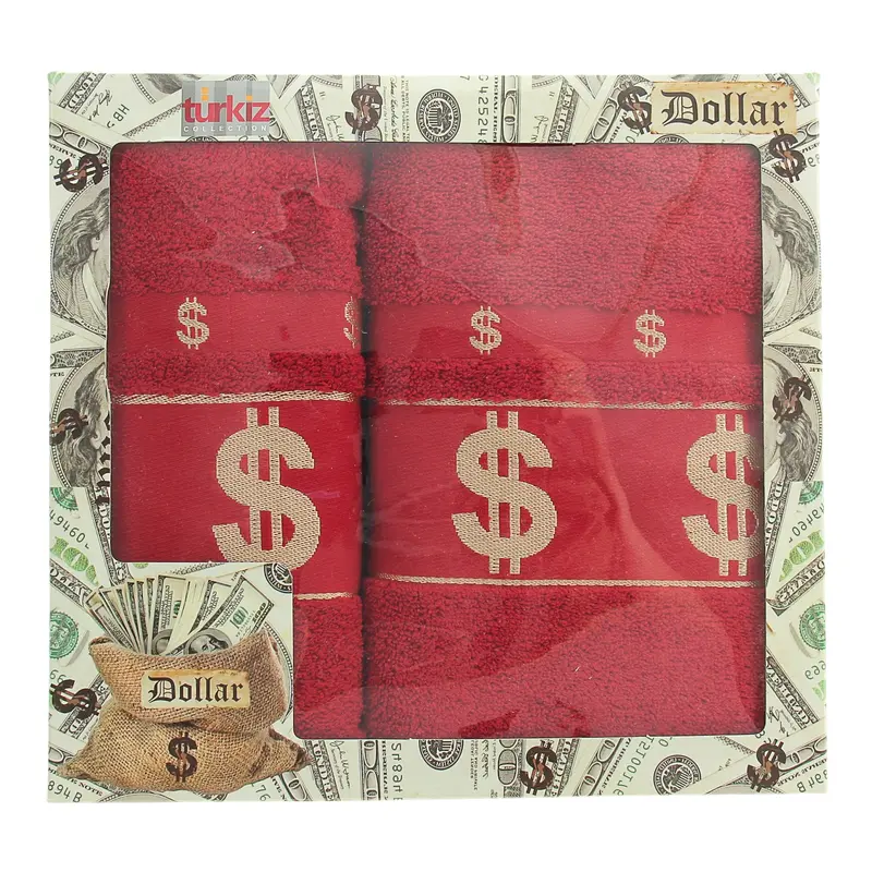 Набор полотенец CITY Dollar 50*90 см, 70*140 см красный