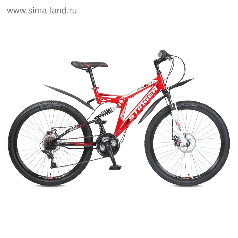 Велосипед 26" Stinger Highlander 100D, 2016, цвет красный, размер 16"