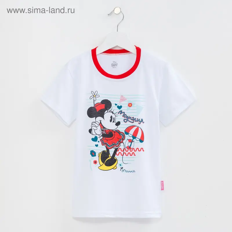 Футболка для девочек "Модница", Минни Маус, рост 122-128 (34) см, 7-8 лет, 100% хлопок