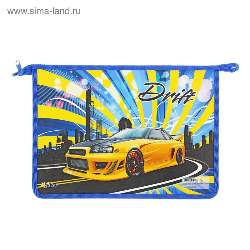 Папка для труда А4 молния сверху, ламинированный картон, ПТ-Р115, Drift