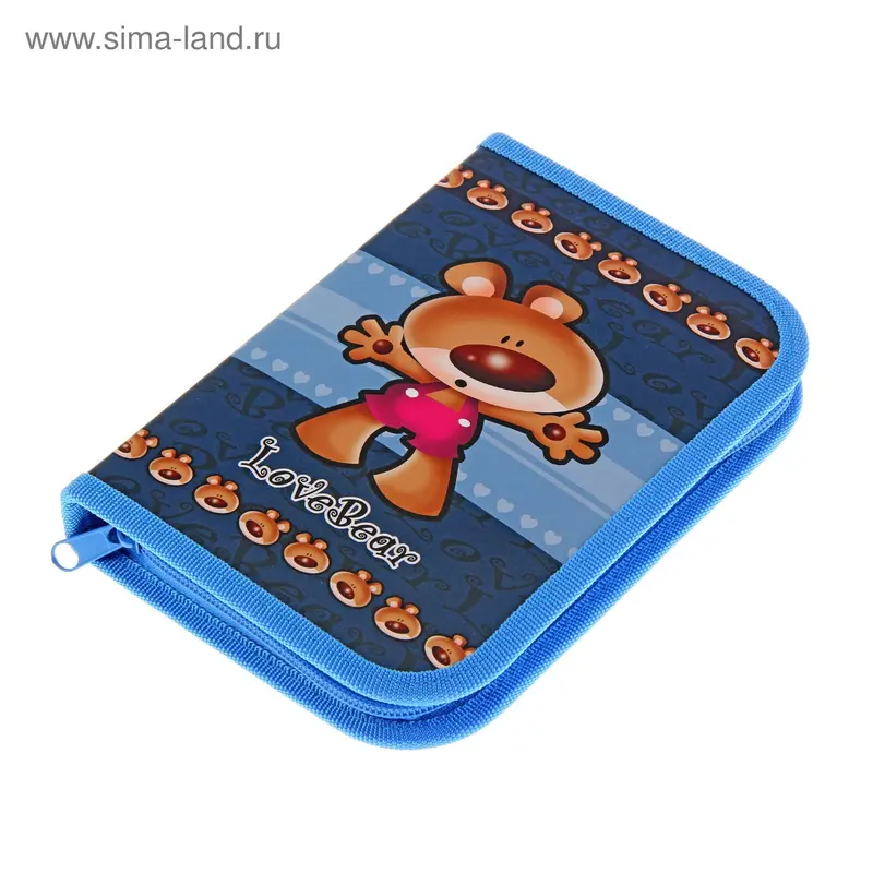 Пенал 1 секция 130 х 190 мм, откидная планка, ламинированный картон ПК7-5 Love bear 2