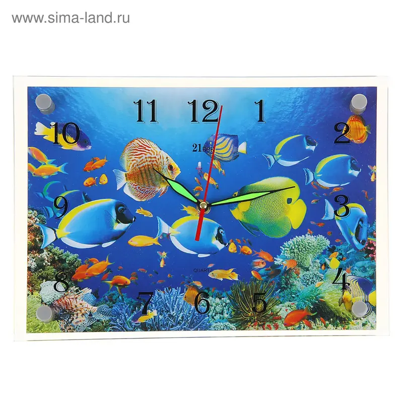 Часы настенные прямоугольные "Рыбки", 25х35 см