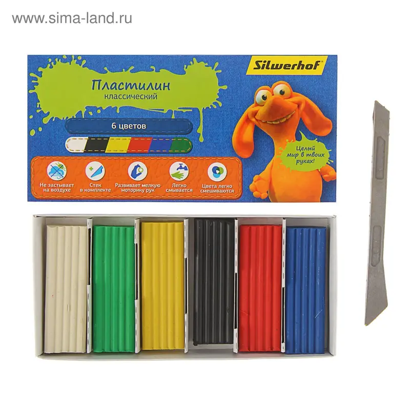 Пластилин 6 цветов 120г "Джинсовая коллекция", стек