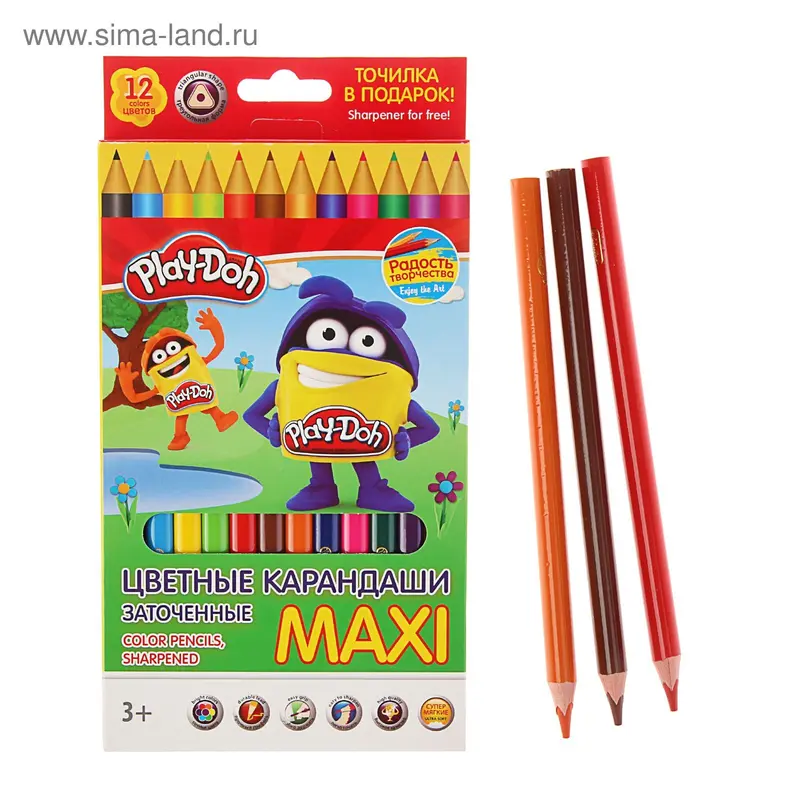 Карандаши 12 цветов Play Doh, трехгранные, утолщенные