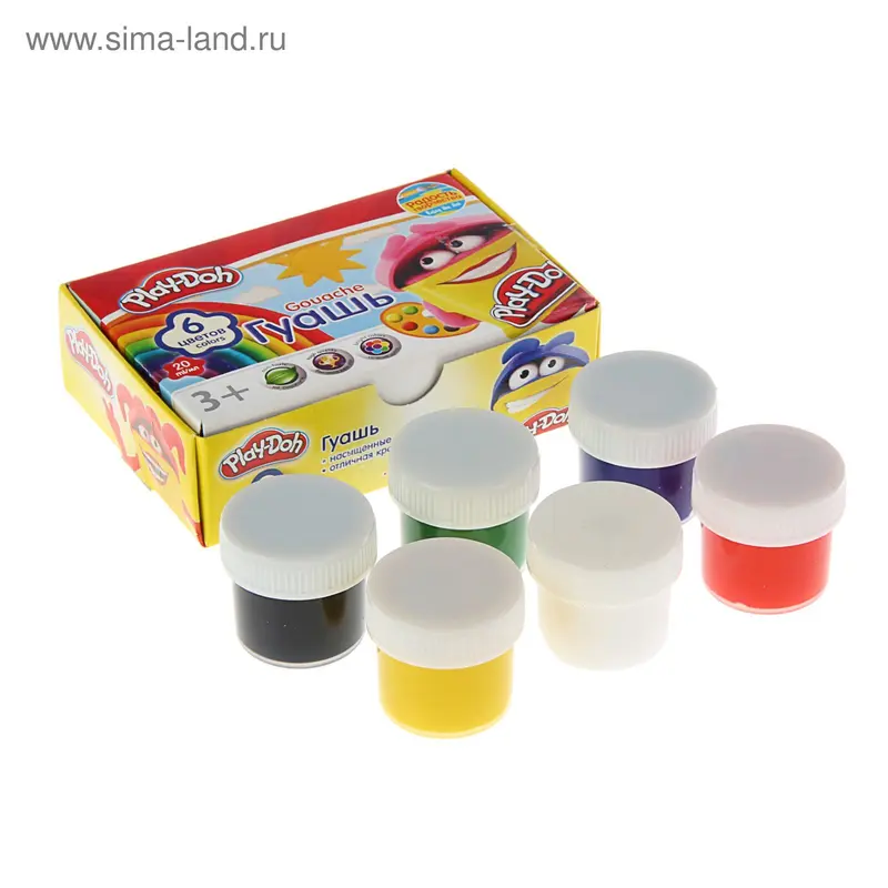 Гуашь 6 цветов по 20мл Play Doh
