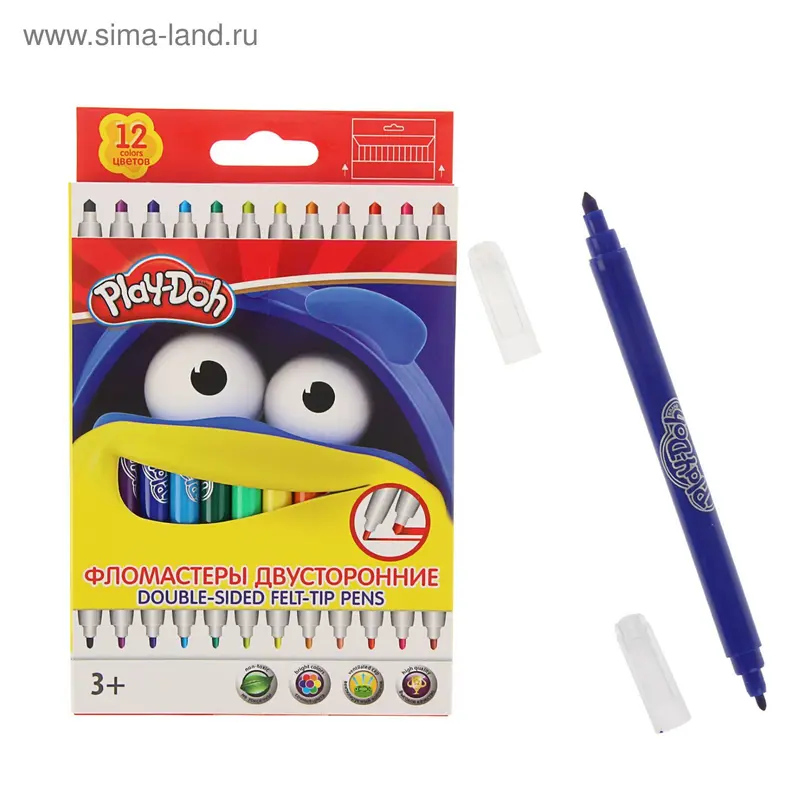 Фломастеры 12 цветов Play Doh, двухсторонние