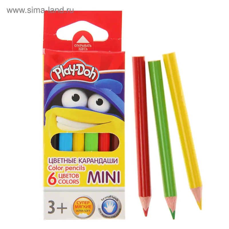 Карандаши Mini 6 цветов Play Doh треугольные мини