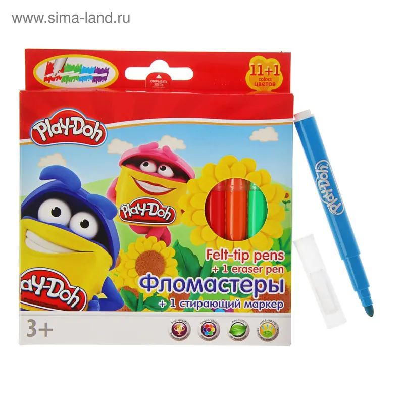 Фломастеры 12 цветов Play Doh, со стирающим маркером
