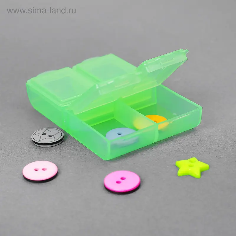 Органайзер для бисера, 6,4 × 4,4 × 1,3 см, цвет салатовый