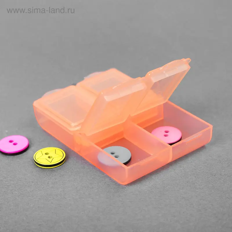 Органайзер для бисера, 6,4 × 4,4 × 1,3 см, цвет оранжевый