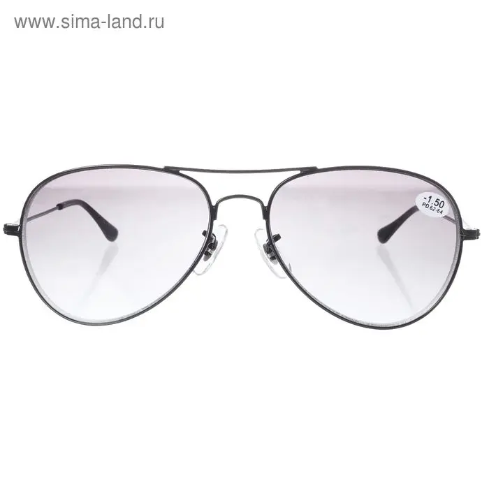 Очки "Авиаторы", компьютерные, пластик, линза тонированная, чёрные, -1,5 дптр, 62-64мм