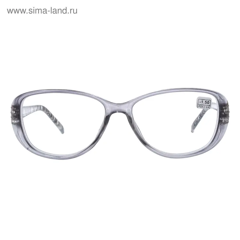 Очки "Овальные", пластик, серый -1,5 дптр, 62-64мм