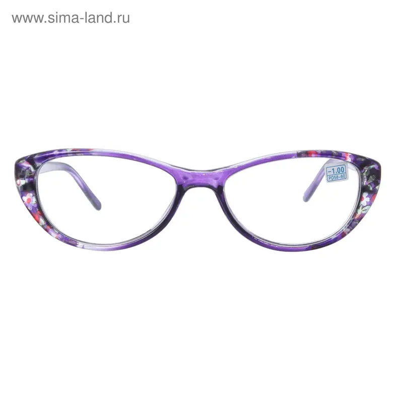 Очки "Кошачий глаз", пластик, цветные, -1 дптр, 58-60мм