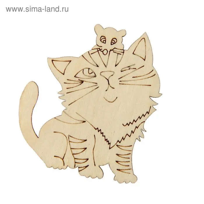 Бирка для декора из фанеры "Кошки-мышки" 7х6 см