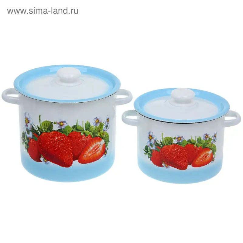 Набор кастрюль "Клубника садовая", 2 предмета: 3,5 л, 5,5 л