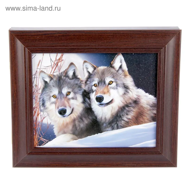 Ключница "Волки" 25х30 см Венге