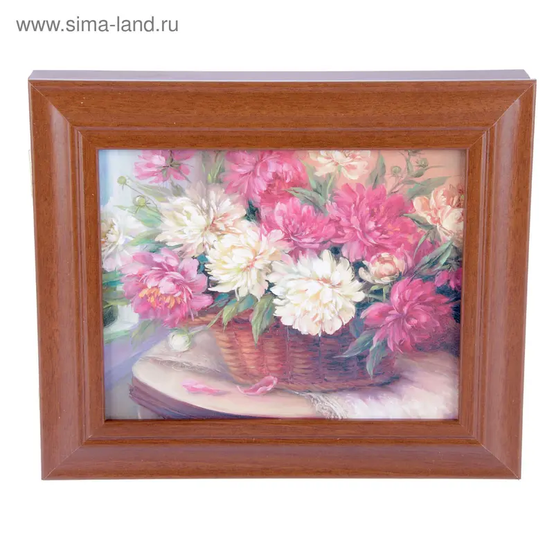 Ключница "Пионы" 25х30 см Орех