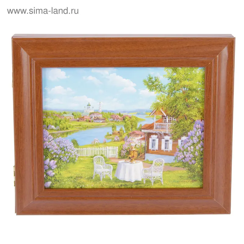 Ключница "Чаепитие в саду" 25х30 см Орех