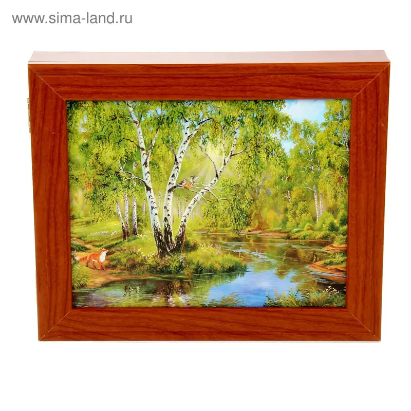 Ключница "Лисичка у речки" 25х30 см Орех