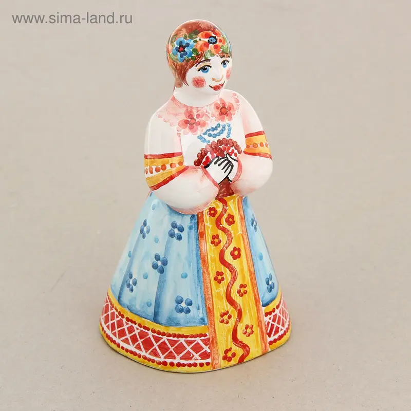 Сувенир-колокольчик «Барышня», ярославская майолика