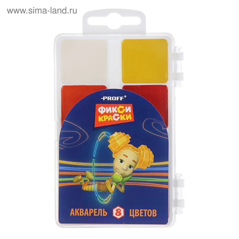 яАкварель 8цв "Фиксики"без кисти в пласт/упаковке FX16-2A0