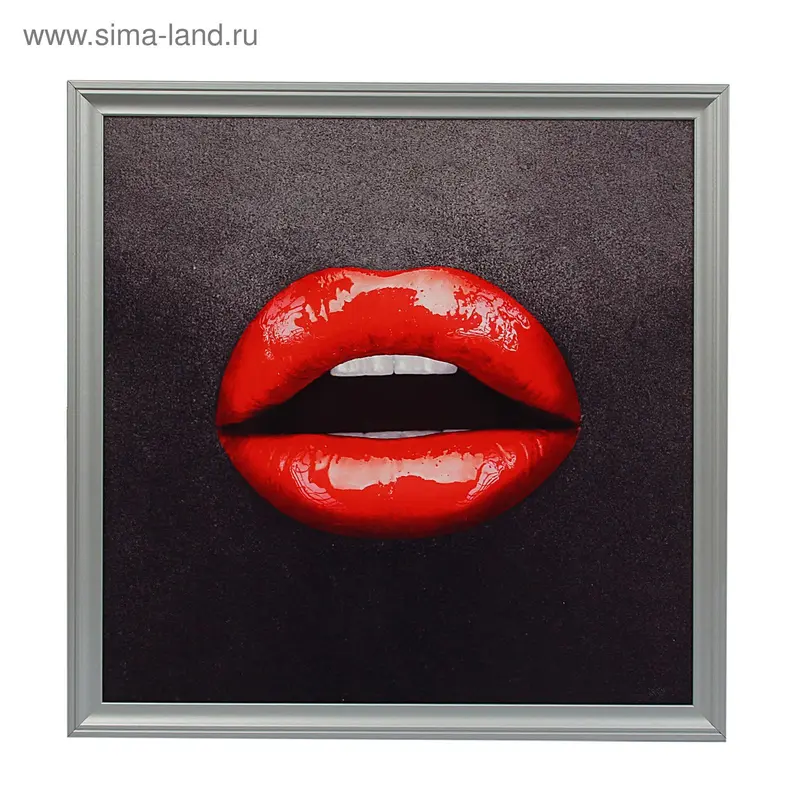 Картина в раме "Ярко-красные губы" 76*76см
