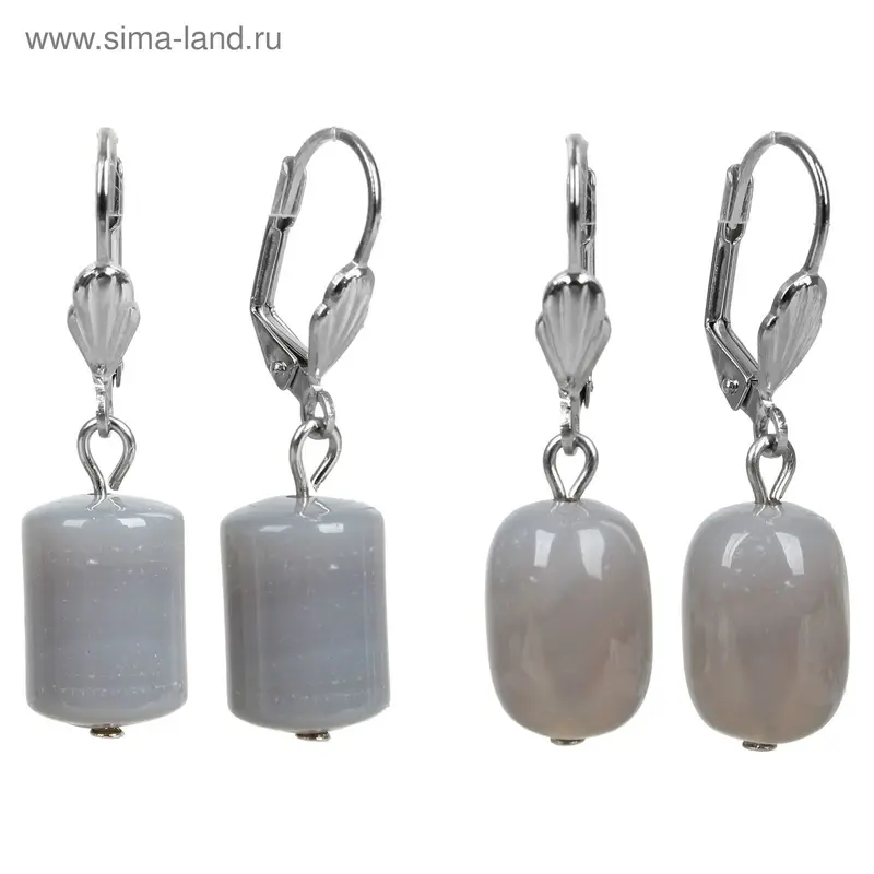 Серьги бочонки «Агат бразильский» форма МИКС