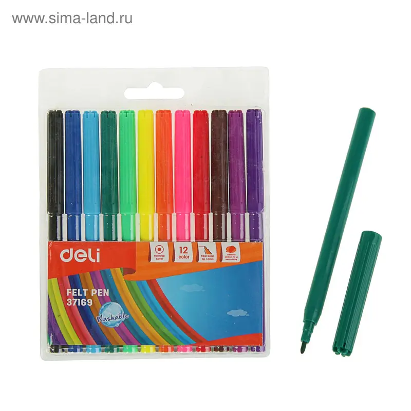 Фломастеры 12 цветов,вентилируемый колпачок DELI