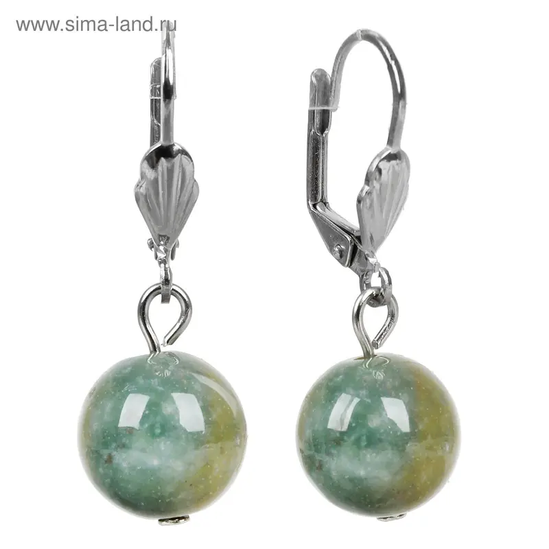 Серьги шар №12 «Яшма зеленая»