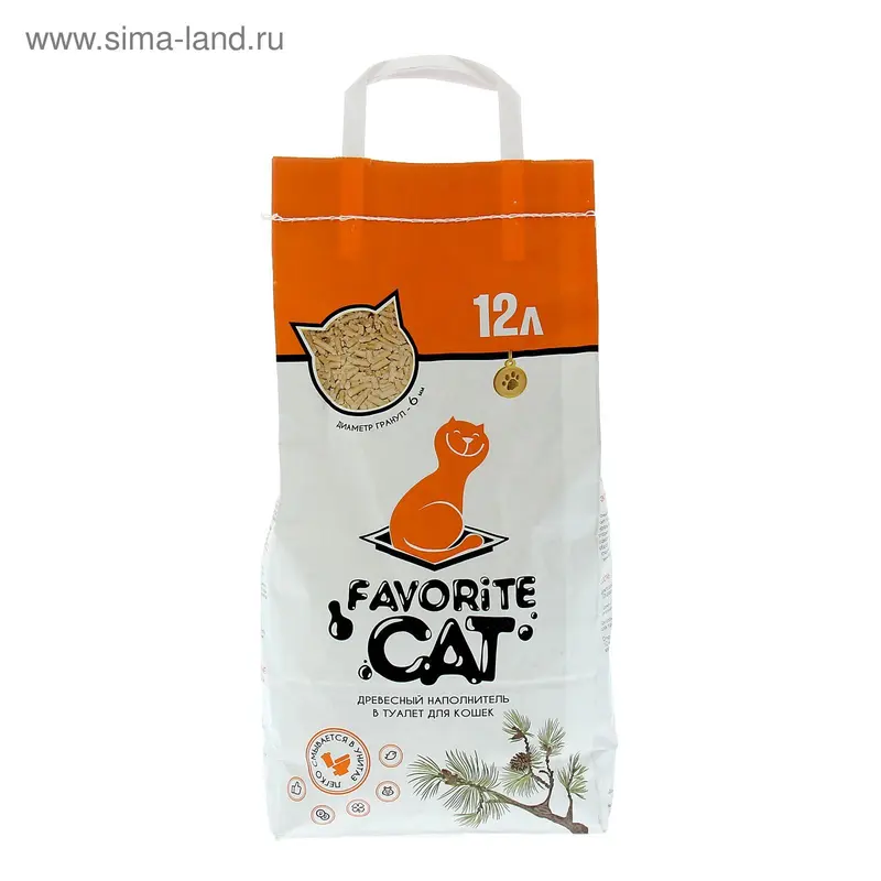 Наполнитель древесный "Favorite Cat", 12 л