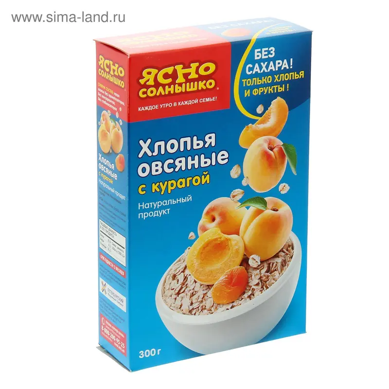 Хлопья Ясно солнышко овсяные с курагой, 300 г