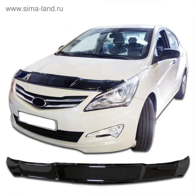 Дефлектор капота Hyundai Solaris I рестайлинг 2014-2017, Classic, черный