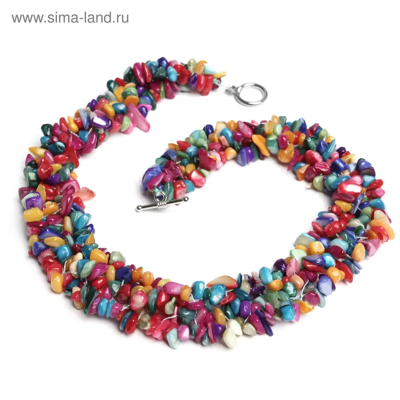 Бусы крошка, 3 ряда «Перламутр» цветной, 50см