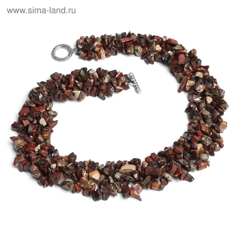 Бусы крошка 3 ряда «Яшма красная», 45см