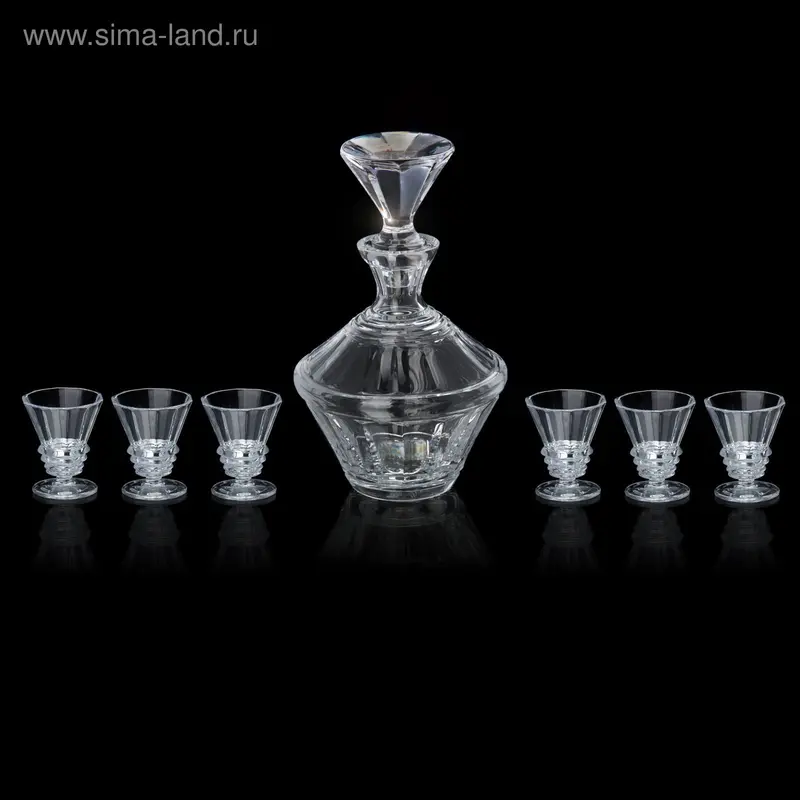 Набор для водки "Собеседник" (графин 600 мл., 6 стопок 50 мл.), хрусталь, 21 см