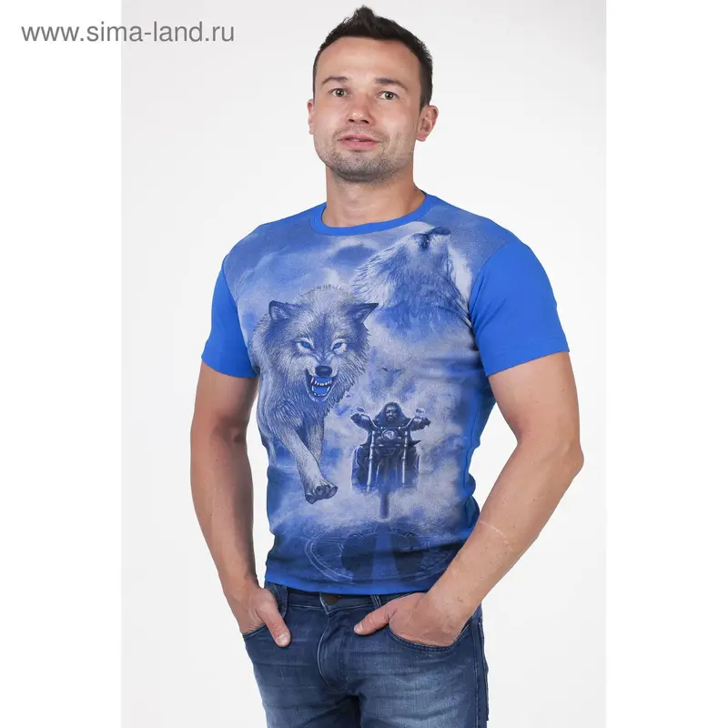 Футболка мужская арт.0017, цвет василёк, р-р M