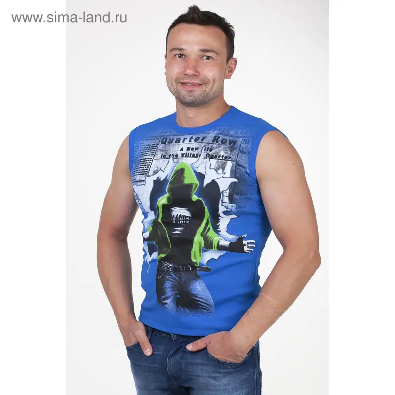 Майка мужская арт.0351, цвет василёк, р-р 2XL