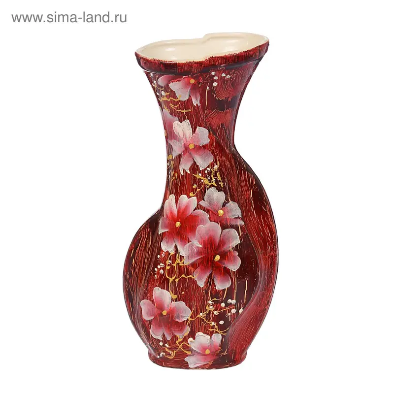 Ваза "Леонардо" кракелюр, бордовая