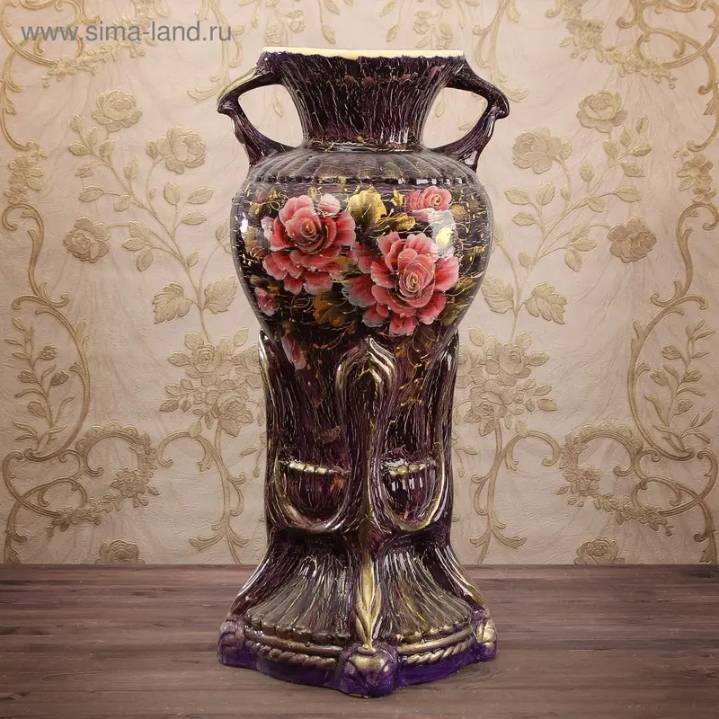 Ваза напольная "Аиша" кракелюр, фиолетовая