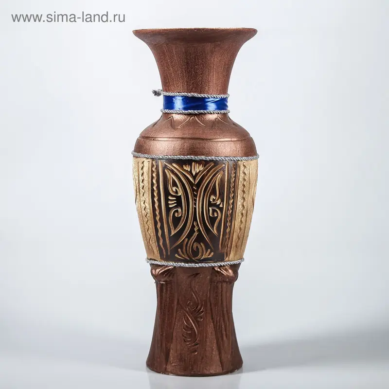 Ваза напольная "Элегия" ангоб, лента, синяя