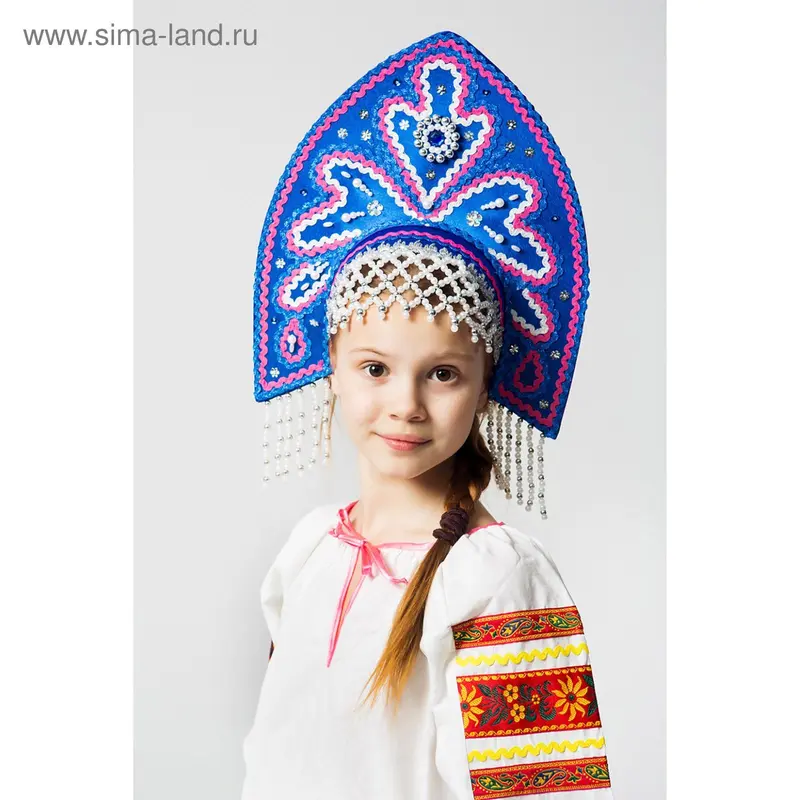 Кокошник "Анна", цвет синий, виды МИКС