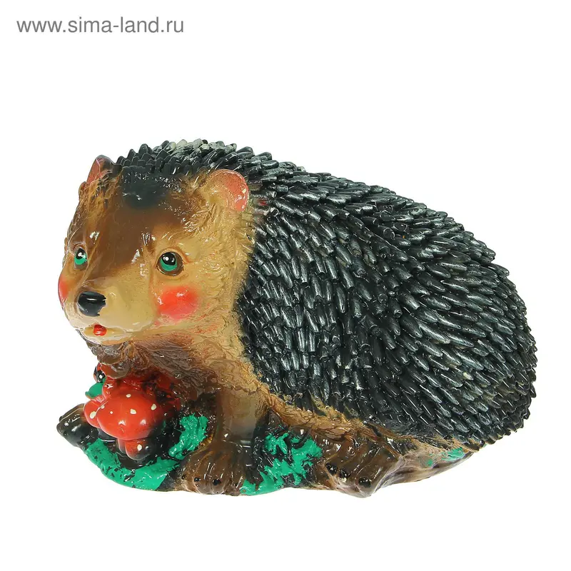 Садовая фигура "Ёж с маленькими мухоморами"