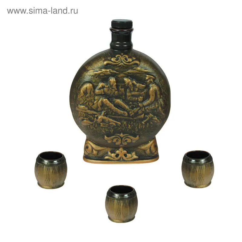 Штоф с рюмками "Охота" 4 предмета, 0,4 л