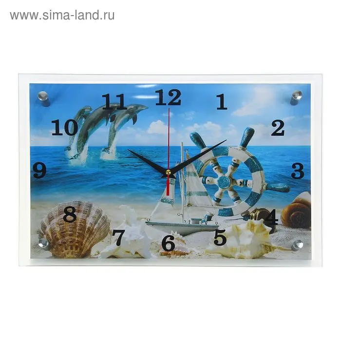 Часы настенные прямоугольные "Три дельфина", 25х35 см