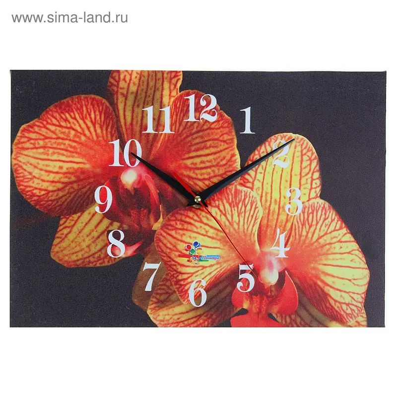 Часы настенные прямоугольные "Красно-желтые орхидеи", 25х35 см