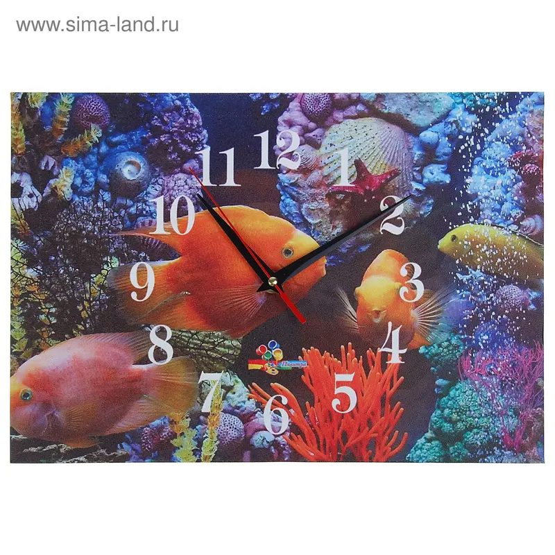 Часы настенные прямоугольные "Аквариум", 25х35 см