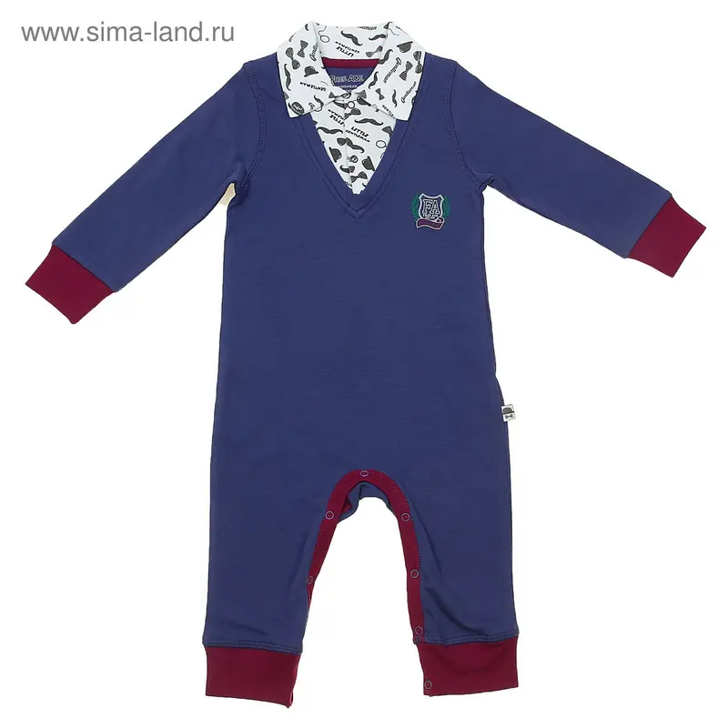 Комбинезон для мальчика, рост 80 см (48), цвет синий/бордовый