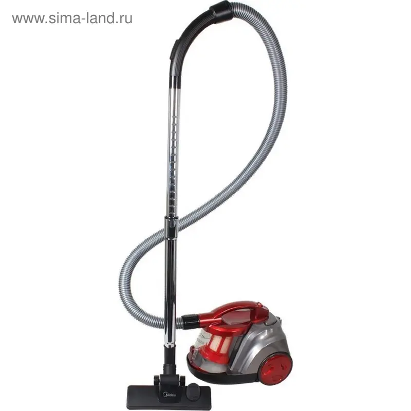 Пылесос Midea VCC34A1, 1600/320 Вт, 2 л, красный/серебристый