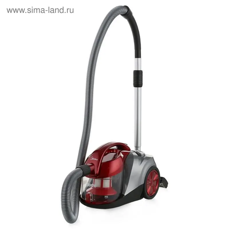 Пылесос Midea VCC43A1, 1800/350 Вт, 3 л, красный