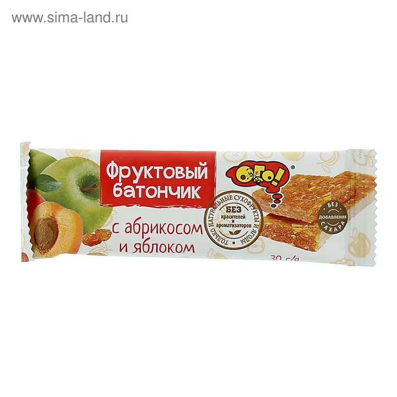 Фруктовый батончик "ОГО!" с абрикосом и яблоком, 30 г